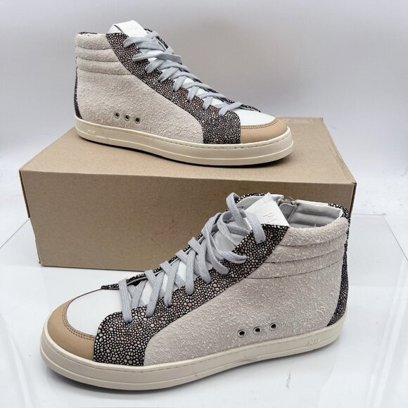 P448 Shoes - P448 Metallic Skate High Top Sneaker White Beige Womens EU 40 US 9- 9.5